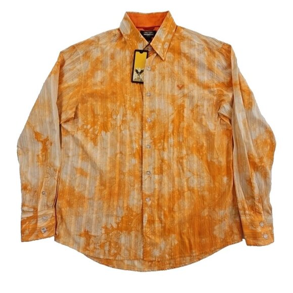 Avirex Shirt Men's Size Large Cosmic Orange Button Up NEW Long Sleeve MSRP $115 - Picture 1 of 16